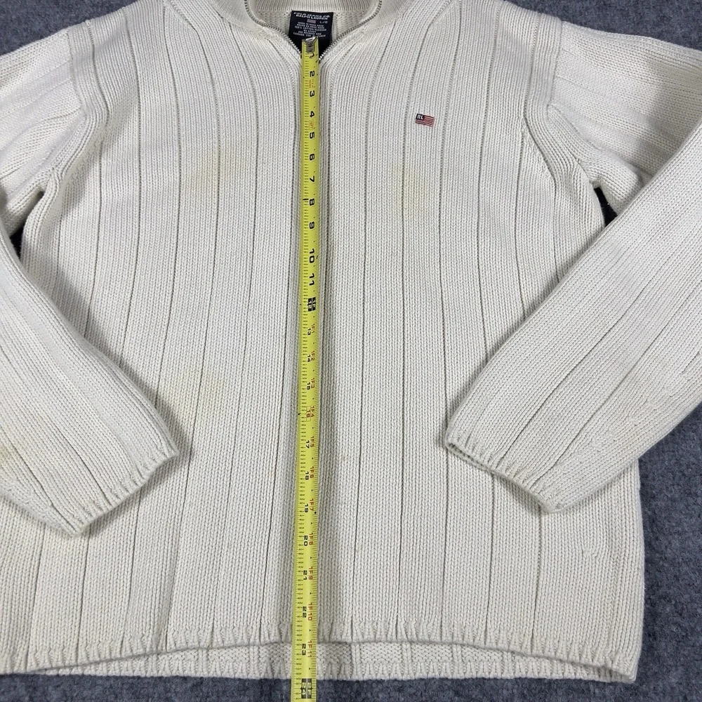Polo Jeans Ralph Lauren Cream Ribbed Quarter Zip Sweater Cotton Knit Pullover